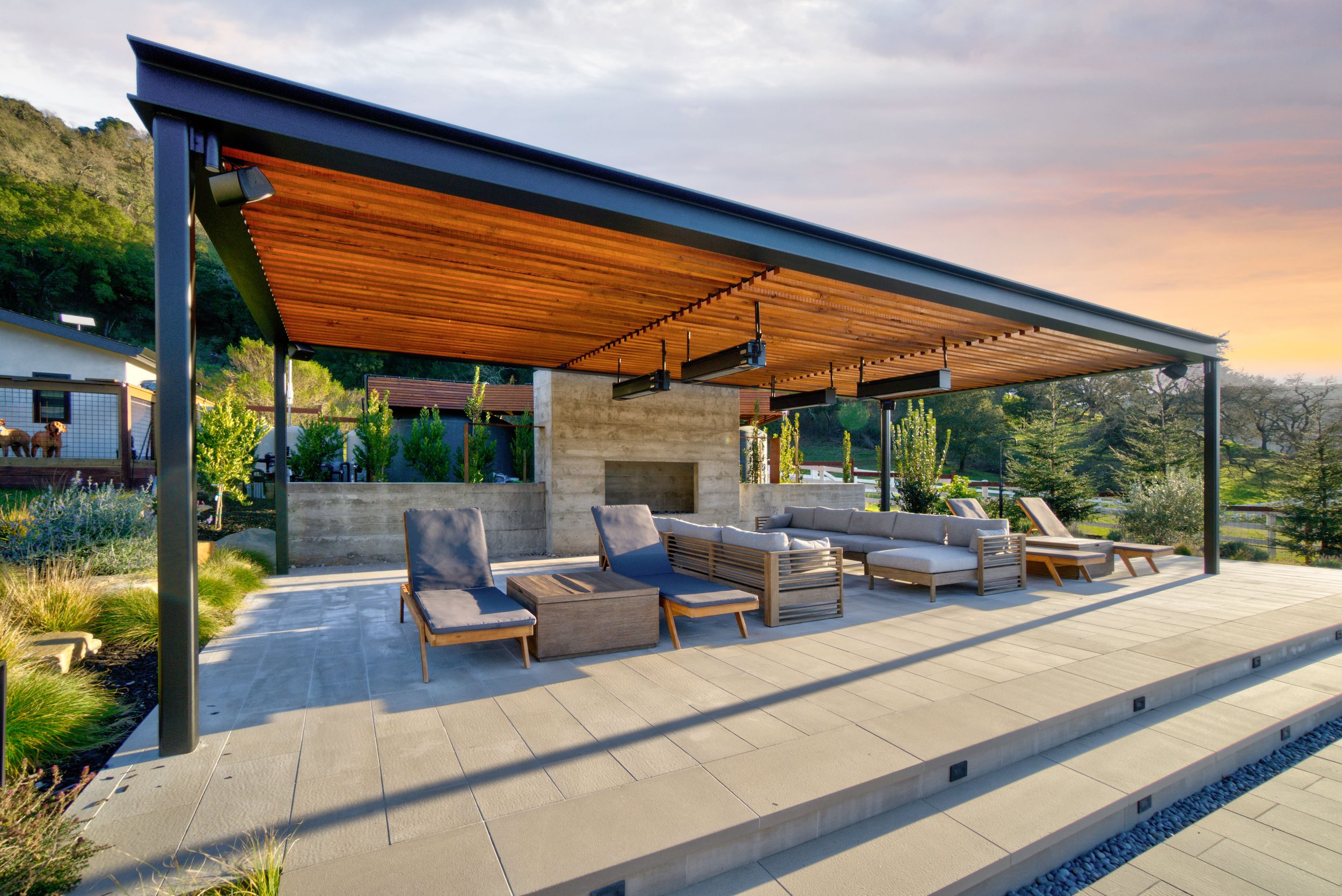 Sandy Court — dusk exterior lighting