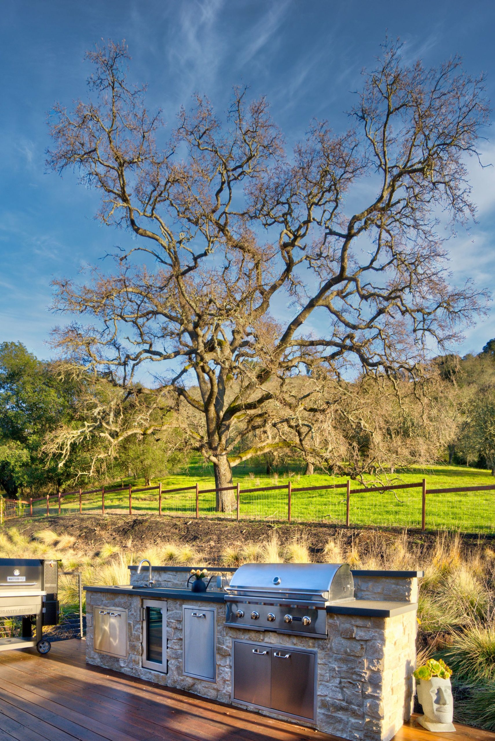 Sandy Court — pool terrace at dusk
