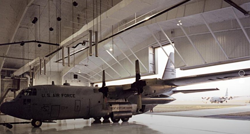 Gowen Field hangar — interior operations area