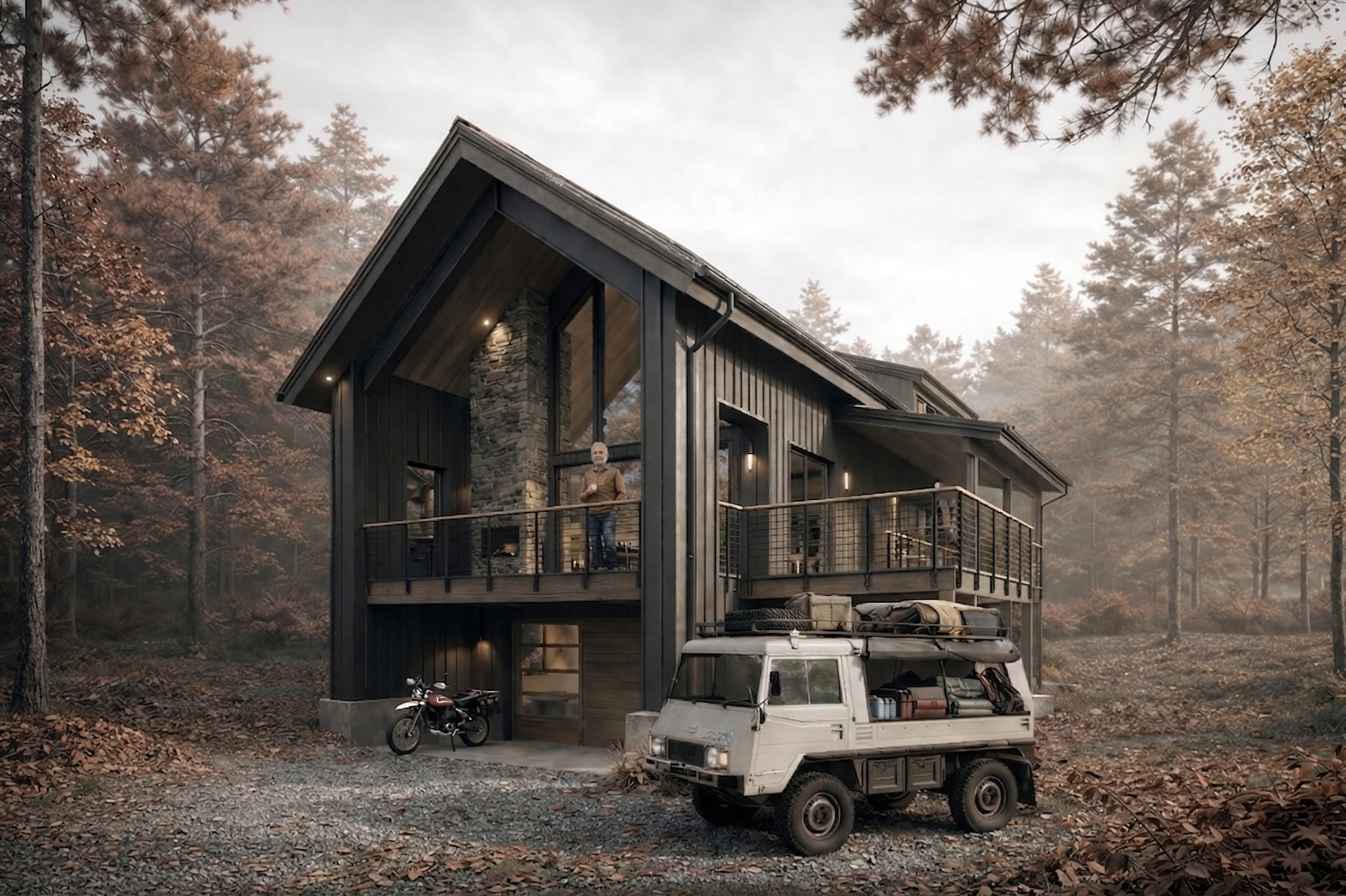 Mountain Cabin fall exterior